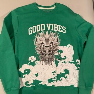 Vibrant Green Dragon Crewneck Sweater
